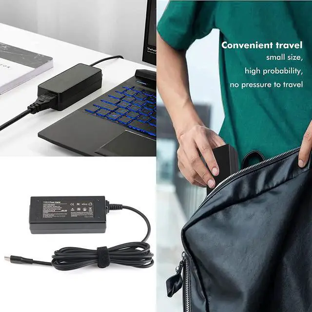 Alt view image 6 of 7 - 45W Type C USB C Laptop Charger AC Adapter for HP ProBook G5 G1 430 440 445 450 455 G6 x360 11 G3 EE,Elite x2 1012 1013 G1 EliteBook 745 1040 G5 x360 1030 G2 1020,Pro x2 612 G2,HP 210 G2, Pavilion X2