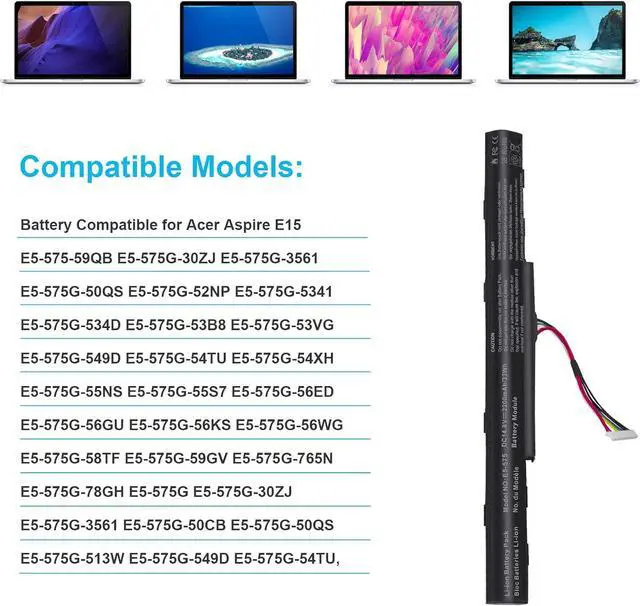 Alt view image 5 of 7 - AS16A5K AS16A8K Battery for Acer Aspire E5-523 E5-553 E5-576 E5-774G N16Q2 E5-576G E5-575G E5-475 F5-573 E5-575-52JF E5-575-33BM E5-575G-76YK E5-575-54SM E5-575G-57D4 E5-576-392H E5-575-54E8 4ICR19/66