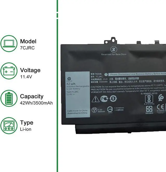 Alt view image 2 of 5 - JIAZIJIA 7CJRC Battery Replacement for Dell Latitude 7470 7270 E7470 E7270 Series 021X15 0KNM09 0TX283 TX283 KNM09 21X15