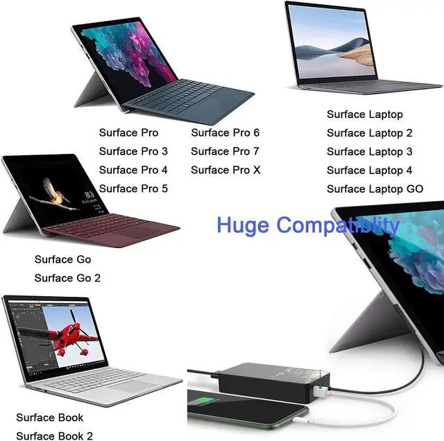 Alt view image 4 of 7 - 44w 65w for Surface Laptop Charger, 36w for Surface Pro X 3/4/5/6/7 Power Supply AC Adapter Compatible for Microsoft Surface Book Laptop/Tablet Laptop Chargers & Adapters by Uflatek