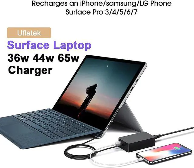 Alt view image 5 of 7 - 44w 65w for Surface Laptop Charger, 36w for Surface Pro X 3/4/5/6/7 Power Supply AC Adapter Compatible for Microsoft Surface Book Laptop/Tablet Laptop Chargers & Adapters by Uflatek