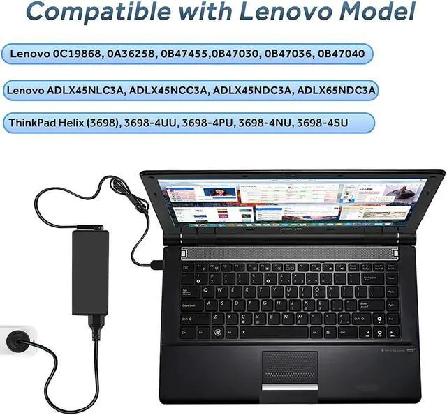 Alt view image 4 of 7 - 45W Slim tip AC Adapter Charger for Lenovo Thinkpad T440 T450s T460 T470 T560 E550 E470 ThinkPad X1 Carbon Yoga 2 Pro 11 11S 11E 13 14 X260 X380 Ideapad G70-35 G70-80 ADLX45NLC3A ADLX45NCC3A