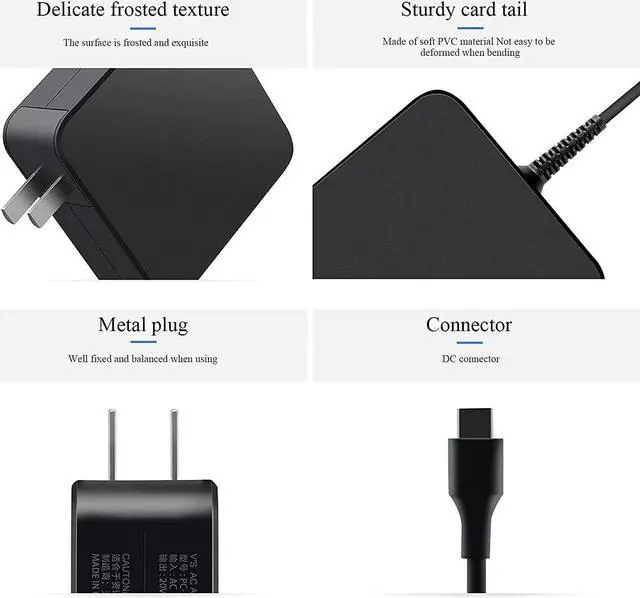 Alt view image 2 of 6 - Chromebook Charger, 45w USB C Laptop Charger Replacement for Acer 315 HP 14 Spectre x360 Dell XPS 13 ASUS Chromebook Lenovo x1 Carbon Yoga Thinkpad t480s t480 Type c Computer Charger Power Adapter