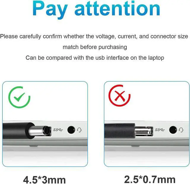 Alt view image 6 of 7 - 45W AC Adapter for Dell Inspiron 11 13 14 15 Laptop Charger 45W(watt) Slim AC Power Adapter(LA45NM140/0KXTTW/0285K) for Dell Inspiron 3000 5000 7000 Series Charger