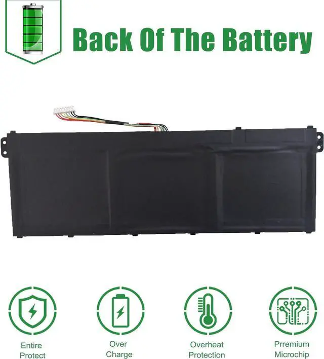 Alt view image 5 of 5 - JIAZIJIA AP18C8K Laptop Battery Replacement for Acer Aspire 5 A514-52 A514-52-58U3 Chromebook 314 C933 Series Notebook Black 11.25V 50.29Wh 4471mAh