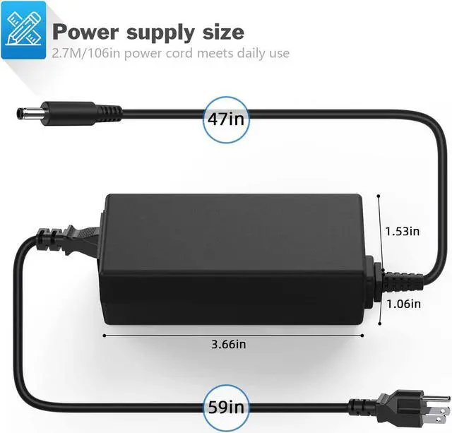 Alt view image 3 of 7 - 45W Laptop Charger for Dell Inspiron 15 3000 5000 15-3552 3555 3558 3565 3567 5551 5552 5555 5558 5559 5565 5567 5568 5578 7558 7568 7569 7579 19.5V 2.31A AC Adapter Power Supply Cord