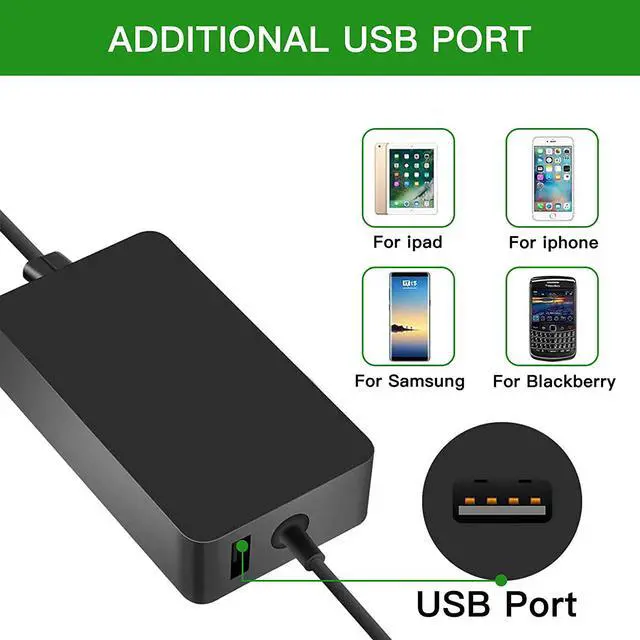 Alt view image 4 of 7 - 65W Surface Pro Charger Laptop Charger for Microsoft Surface Pro 3/4/5/6/7 Power Supply Adapter, Compatible with Microsoft Surface Book Laptop/Tablet, Works with 65W 44W 36W 24W