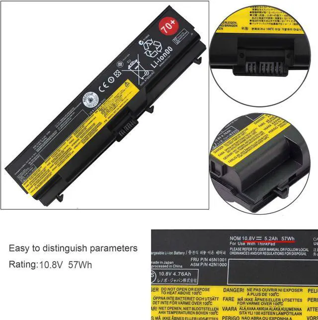 Alt view image 3 of 7 - T430 Battery for Lenovo Thinkpad 70+ T410 T420 T510 T520 T530 T530I SL410 SL510 E420 E520 W510 W520 W530 45N1001 42T4733 42T4751 42T4752 42T4753 45N1000 42T4731 42T4235 42T4757 42T4755