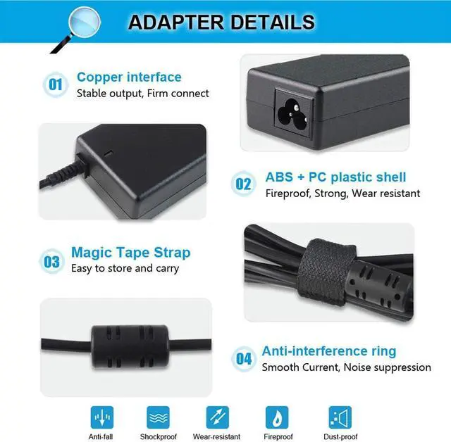 Alt view image 4 of 7 - 19.5V 3.34A 65W AC Adapter Charger Compatible with Dell inspiron 15R N5010 N5110 N7010 N4010 5521 5537 15 3520 3521 3531 3537 14 3421 5421 14R 5437 5421 17 3721 5748 17R 5737 5721 Power Supply Cord