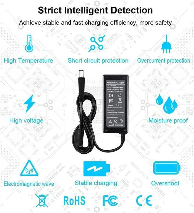 Alt view image 5 of 7 - 19.5V 3.34A 65W AC Adapter Charger Compatible with Dell inspiron 15R N5010 N5110 N7010 N4010 5521 5537 15 3520 3521 3531 3537 14 3421 5421 14R 5437 5421 17 3721 5748 17R 5737 5721 Power Supply Cord