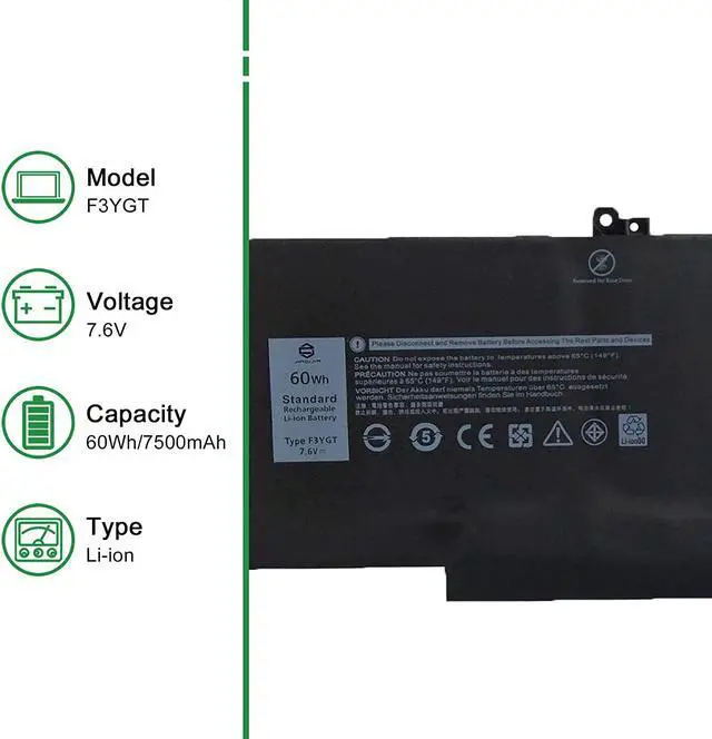 Alt view image 2 of 6 - JIAZIJIA F3YGT 2X39G Battery Replacement for Dell Latitude 7480 7490 E7480 E7490 7280 7290 E7280 E7290 7380 7390 E7380 E7390 Series DM3WC 0DM3WC