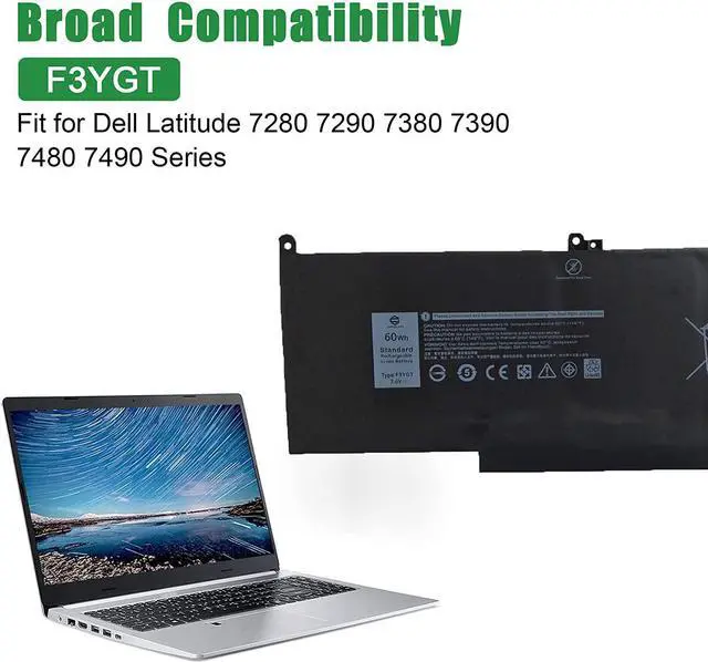 Alt view image 5 of 6 - JIAZIJIA F3YGT 2X39G Battery Replacement for Dell Latitude 7480 7490 E7480 E7490 7280 7290 E7280 E7290 7380 7390 E7380 E7390 Series DM3WC 0DM3WC
