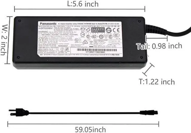 Alt view image 5 of 6 - New 15.6V 7.05A 110W CF-AA5713A M2 CF-AA5713A M1 AC Adapter Fit for Panasonic Toughbook CF-19 CF-31 CF-53 CF-52 CF-54 CF-33 CF-74 Laptop Charger 5.5 2.5mm