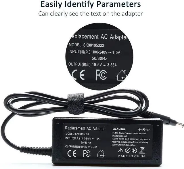 Alt view image 2 of 7 - 19.5V 3.33A 65W AC Laptop Charger Supply for HP Pavilion Touchsmart Sleekbook 14 15 15-b142dx 14-b120dx 15-b129wm 14-b010us Battery Power Cord