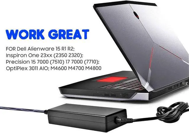 Alt view image 6 of 7 - 180W 19.5V 9.23A AC Adapter Charger Fit for Dell Alienware 15 R1 R2 Dell Precision 7510 Precision 17 7710 M4600 M4700 M4800 74X5J JVF3V DA180PM111 OptiPlex 3011 AIO Inspir 15 7577 Power Cord