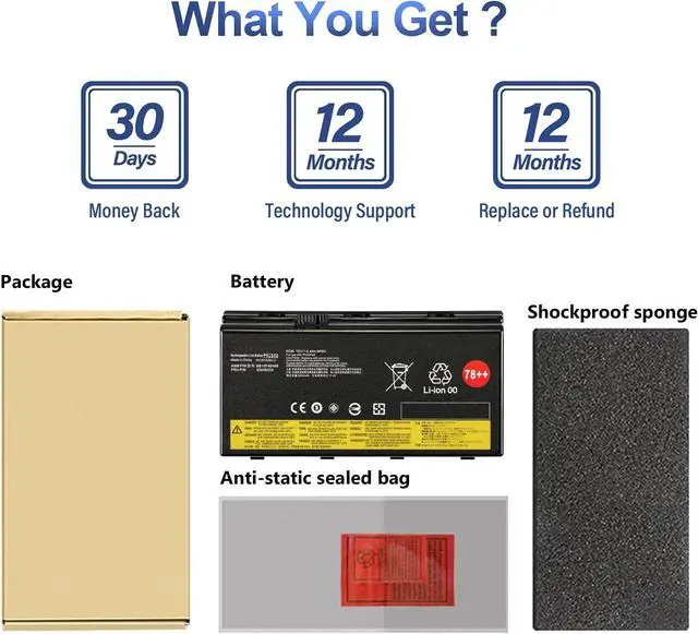 Alt view image 6 of 7 - ANTIEE 78++ 78+ 00HW030 SB10F46468 Laptop Battery Replacement for Lenovo ThinkPad P70 20ER 20ES, ThinkPad P71 20HK Series Notebook 01AV451 4X50K14092 5B10W13950 15V 96Wh 6400mAh 8-Cell