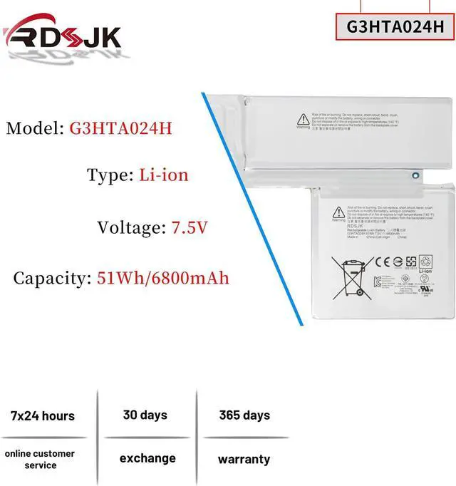 Alt view image 2 of 7 - G3HTA024H G3HTA023H G3HTA021H G3HTA048H Laptop Battery for Microsoft Surface Book 1 2 Gen1 Gen2 Tablet Model 1703 1704 1705 13.5inch Keyboard with Tools 7.5V 51Wh(Not for Book 1 Screen)