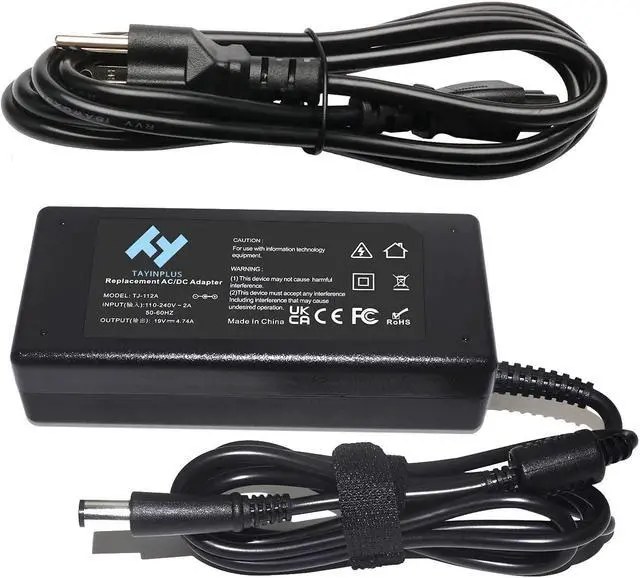 Alt view image 3 of 6 - 90W 19V 4.74A AC Adapter Laptop Charger Fit for N193 HP Compaq Presario Cq60 HP Pavilion Dv4 Dv5 Dv6 Dv7 Dv7-6b55dx Elitebook 8460p 8470p 8770w Probook 4540s 6560b 6570b Folio 9470m 9480m Power Cord