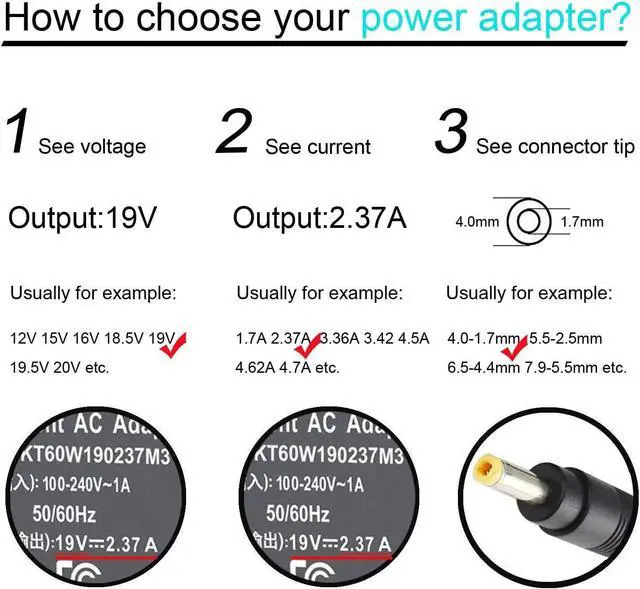 Alt view image 3 of 7 - AC Adapter Charger for Toshiba Chromebook 2 CB35-C3350, CB30-B3123, CB35-C3300