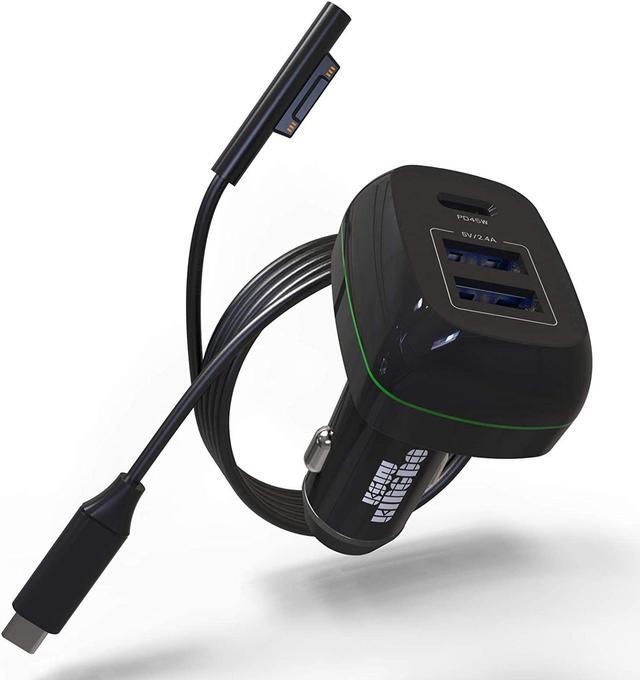 Alt view image 2 of 7 - Surface Pro Car Charger Surface Laptop Car Charger, USB C Car Charger Compatible with Surface Pro 7/6/5/4/3, Surface Laptop Go2/1, Surface Book/Go 3/2/1, Dual USB Port for iPad, Phone, Switch