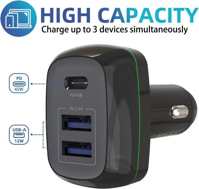 Alt view image 5 of 7 - Surface Pro Car Charger Surface Laptop Car Charger, USB C Car Charger Compatible with Surface Pro 7/6/5/4/3, Surface Laptop Go2/1, Surface Book/Go 3/2/1, Dual USB Port for iPad, Phone, Switch