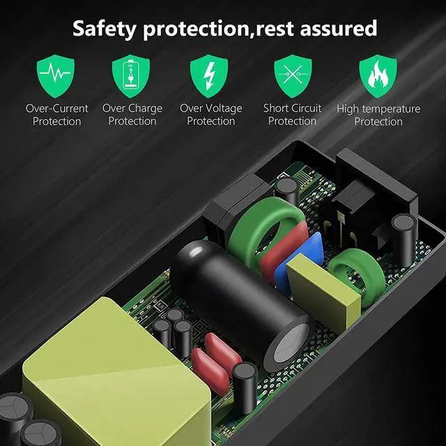 Alt view image 3 of 6 - 65W Slim USB-C Charger Compatible for HP Envy - Fit for HP Chromebook, EliteBook x360 860 840 g9 g8, Spectre x360, HP ProBook Laptop Type C Power Adapter with Premium Braided Nylon Cord