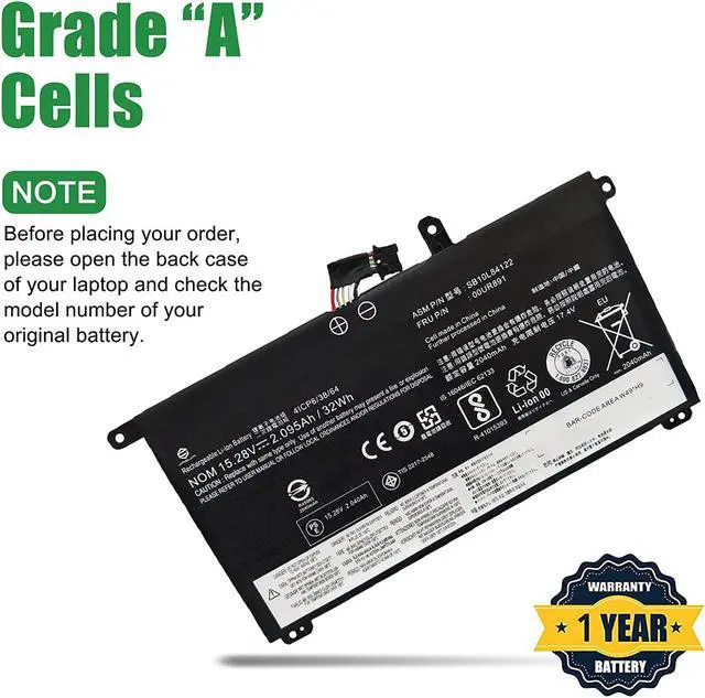 Alt view image 3 of 5 - 00UR891 SB10L84122 Laptop Battery Replacement for Lenovo ThinkPad T570 T580 P51s P52s Series Notebook 00UR892 SB10L84123 00UR890 01AV493 SB10L84121 15.28V 32Wh 2095mAh