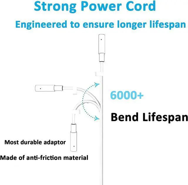 Alt view image 5 of 6 - Mac Book Pro Charger, Replacement 60W Power Adapter L-Tip Magnetic Connector Charger for Mac Book and 13-inch Mac Book Pro(Before Mid 2012 Models)