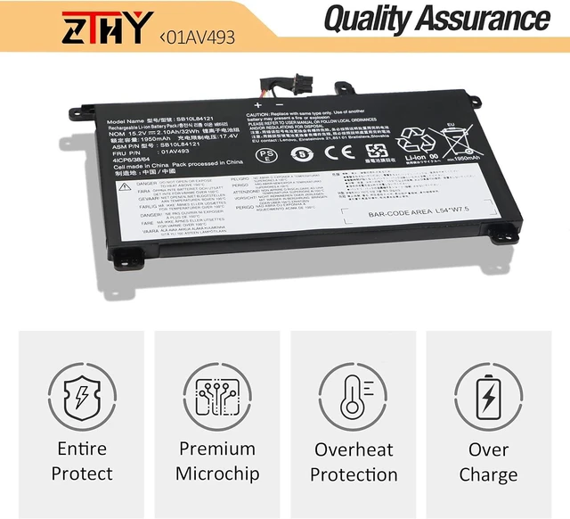 Alt view image 4 of 7 - ZTHY 01AV493 00UR890 Laptop Battery Replacement for Len OVO ThinkPad T570 20H9004RUS 20JW0009US T580 20L9001YGE P51S 20HB000WUS P52S 20LB000HGE Series 00UR891 00UR892 SB10L84121 SB10L84122 SB10L84123