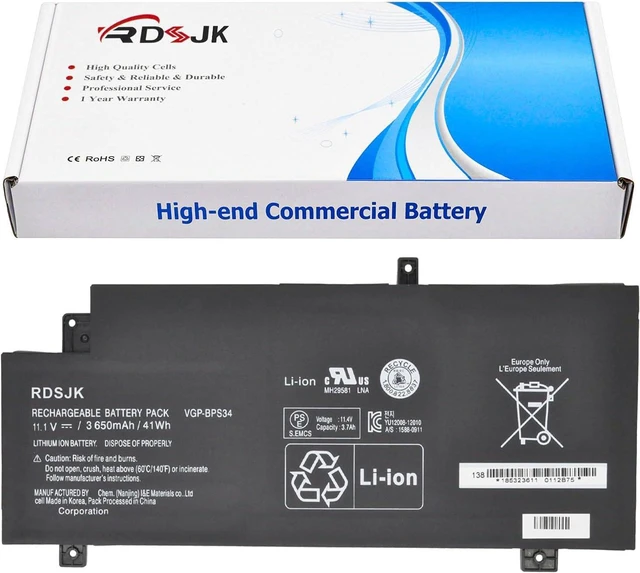 Main image of VGP-BPS34 VGP-BPL34 Laptop Battery for Sony Vaio Fit 14 15 Touch SVF14AC1QL SVF14A14CXP SVF14A16CXB SVF15A1ACXB SVF15A1ACXS SVF15A1BCXB SVF15A1BCXS SVF15A1CCXB SVF15A1DPXB SVF15A18CXB 11.1V 41Wh