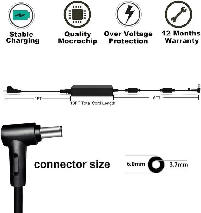 Alt view image 4 of 4 - AC Charger Adapter Compatible with Asus ROG Strix G17 G712LWS G712LW G712LU G712LV G712L G712 G713QR G713QM G713Q G713 230W Laptop Power Supply Cord