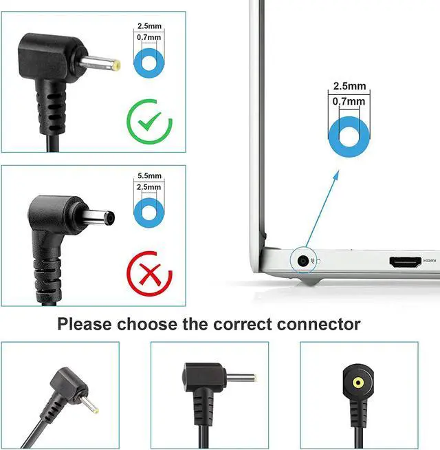 Alt view image 5 of 7 - AC DC Adapter for Samsung Chromebook 3/2 / 1 11.6" Series Chromebook Xe303c12, XE303C12-A01, Xe500c12 503c Xe503c12 Xe503c32 Xe500c13 AA-PA3N40W AD-4012NHF A12-040N1A Google Chrome OS Charger