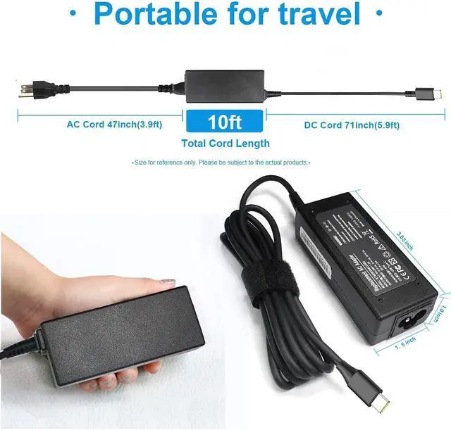 Alt view image 3 of 7 - 45W Type C USB-C Charger for Dell Chromebook 11 3100 5190 3380 P29T Latitude 5420 5520 5285 5290 7390 7480 7490 7410 7290 7370 2-in-1 XPS 13 9350 9360 9365 9370 LA45NM150 LA65NM170 2YKOF 04RYWW 0HDCY5