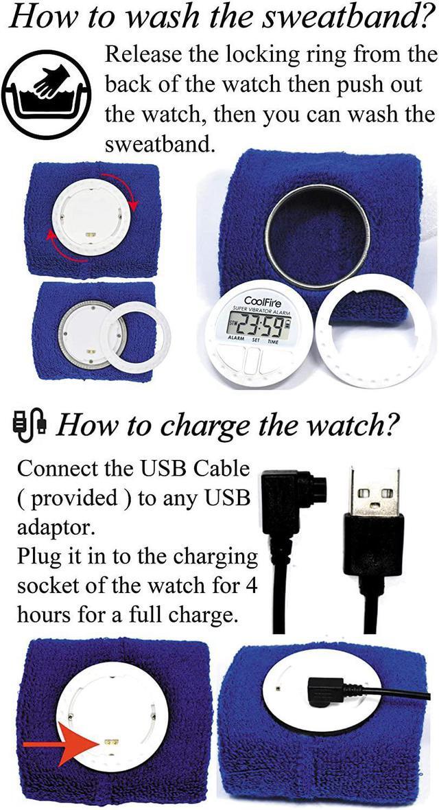 Alt view image 6 of 6 - Vibrating Alarm Clock - Silent Alarm Wristband Vibrating Alarm Watch. Silent Wrist Shock Alarm Clock. Vibration Alarm Bracelet, Alarm Clock for Sleepers & Smart Alarm Clock USB (Black)