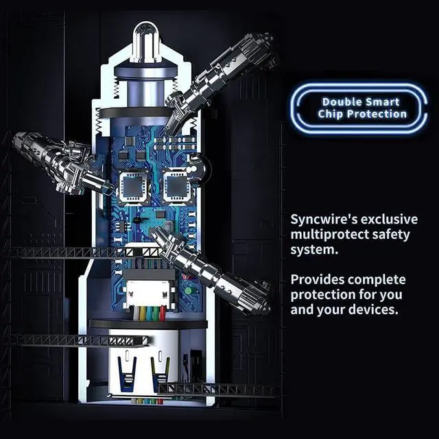 Alt view image 2 of 7 - USB PD Type C Car Charger, 42w QC3.0 Fast Charge Adapter,Car Adapter Cigarette Lighter Compatible with iPhone 13/13Pro/13 Pro Max/12/XS, Samsung Xiaomi and More, Include a 3-in-1 Charging Cable