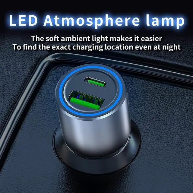 Alt view image 5 of 7 - USB PD Type C Car Charger, 42w QC3.0 Fast Charge Adapter,Car Adapter Cigarette Lighter Compatible with iPhone 13/13Pro/13 Pro Max/12/XS, Samsung Xiaomi and More, Include a 3-in-1 Charging Cable