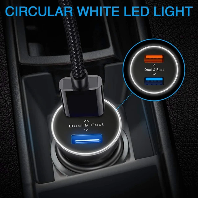 Alt view image 6 of 7 - volport Dual USB Car Charger: 39W All-Metal Cigarette Lighter Adapter - Black Mini Car Charging with 2 Quick Charge 3.0 USB Port for iPhone Samsung Galaxy LG Google Pixel Moto Phone