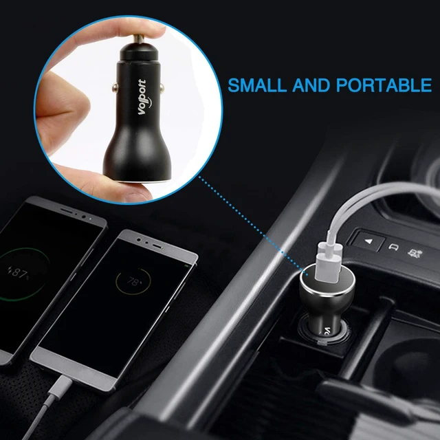 Alt view image 7 of 7 - volport Dual USB Car Charger: 39W All-Metal Cigarette Lighter Adapter - Black Mini Car Charging with 2 Quick Charge 3.0 USB Port for iPhone Samsung Galaxy LG Google Pixel Moto Phone
