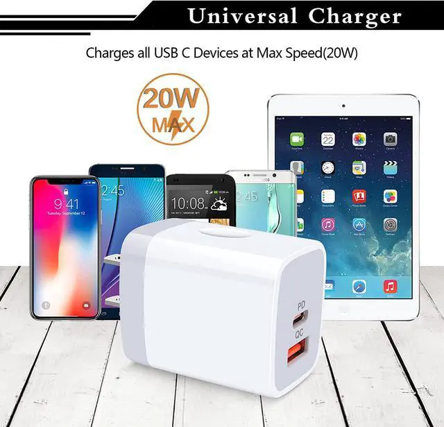 Alt view image 6 of 7 - USB C Power Adapter,3Pack 20W 2 Port PD&QC 3.0 Type C Fast Charging Block Wall Charger Compatible for iPhone 16e 16 15 14 13 12 11 Pro Max,SE,iPad,8 7 Plus,Samsung Galaxy S21 S20 S10 Plus,Pixel 9 8 7