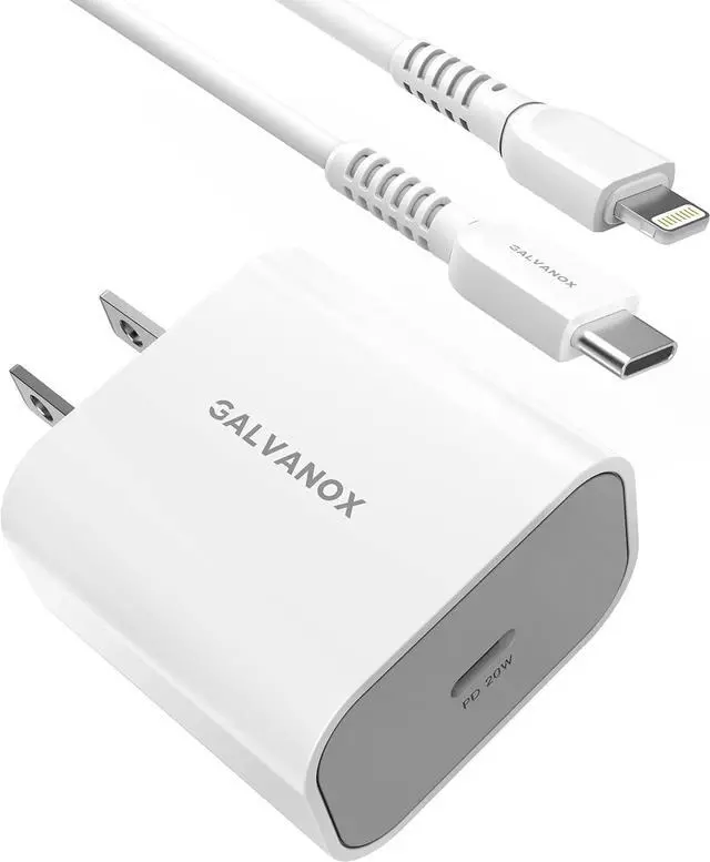 Main image of Galvanox (Apple MFi Certified) Cord with Wall Plug for iPhone 14/13 Pro Max Charger Lightning to USB-C Fast Charging Adapter with Cable (White)