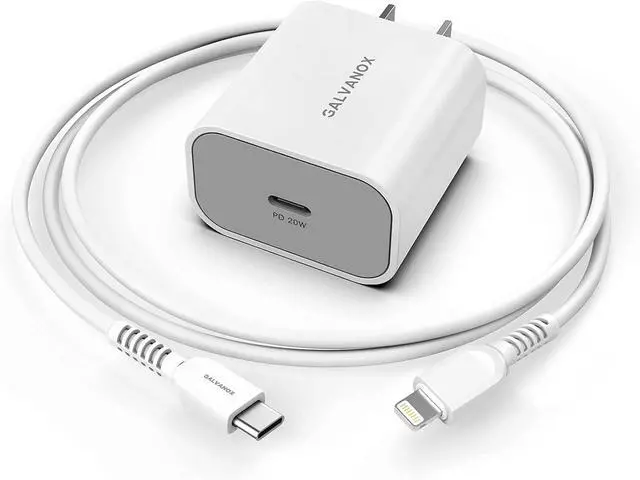 Alt view image 3 of 6 - Galvanox (Apple MFi Certified) Cord with Wall Plug for iPhone 14/13 Pro Max Charger Lightning to USB-C Fast Charging Adapter with Cable (White)