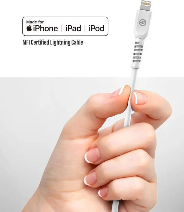 Alt view image 6 of 6 - Galvanox (Apple MFi Certified) Cord with Wall Plug for iPhone 14/13 Pro Max Charger Lightning to USB-C Fast Charging Adapter with Cable (White)