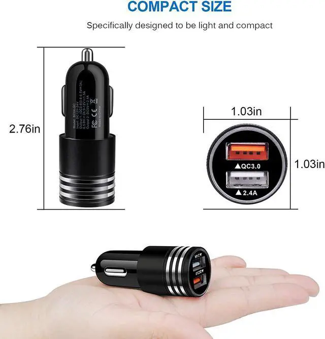 Alt view image 6 of 7 - USB C Fast Car Charger for Samsung Galaxy S25 S24 S23 S22 S21 S20 Z Flip 6 5 4/Z Fold 6 5 4 A16 A25 A35 A15 A54 A14 A53 A03S A13 A23,Quick Charge 3.0 Rapid Car Adapter+6ft Type C Fast Charging Cable