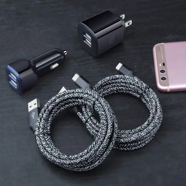 Alt view image 2 of 7 - USB Type C Charger Fast Charging Compatible for Moto One 5G/5G UW/5G Ace/5G UW Ace/G Stylus/G Play/G Power/G6/G7 Power/Z4, Dual USB Wall Charger USB C Cable Car Plug