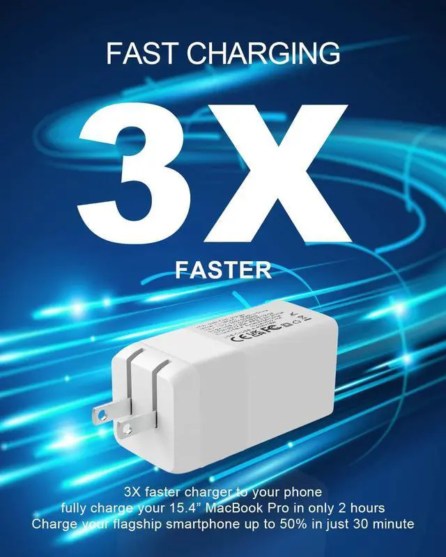 Alt view image 2 of 7 - 65W USB C Charger,TJFOREVER PD 3.0 GaN Charger Foldable Adapter with 2-Port Fast Wall Charger Compatible for iPhone 13 Pro Max/13 Pro/13/13Mini/12,MacBook Pro,iPad Pro,Switch,Galaxy S21/S20 and More