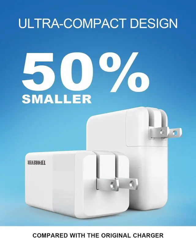Alt view image 3 of 7 - 65W USB C Charger,TJFOREVER PD 3.0 GaN Charger Foldable Adapter with 2-Port Fast Wall Charger Compatible for iPhone 13 Pro Max/13 Pro/13/13Mini/12,MacBook Pro,iPad Pro,Switch,Galaxy S21/S20 and More