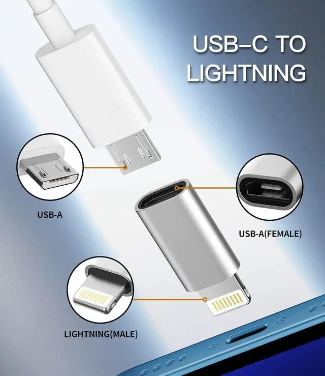 Alt view image 2 of 7 - 3 Pack Micro USB Female to Lightning Male Adapter Zoyuzan Brand Compatible with Cellular Phones and Headphones 12 Month Warranty
