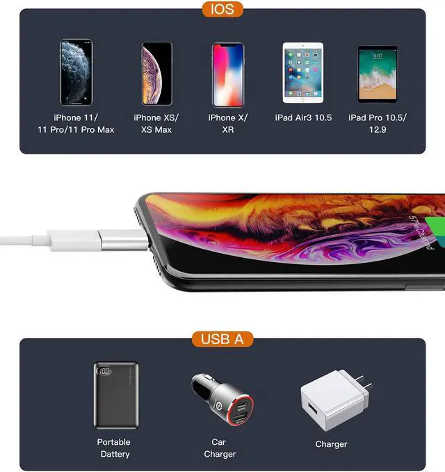 Alt view image 7 of 7 - 3 Pack Micro USB Female to Lightning Male Adapter Zoyuzan Brand Compatible with Cellular Phones and Headphones 12 Month Warranty