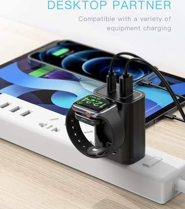Alt view image 5 of 7 - Fast Charger, 24W USB C Charger for iPhone 13/12/Mini/12 Pro Max, Wall Charger with Foldable Apple Watch Wireless Charger, PD Charger for iPhone, AirPods