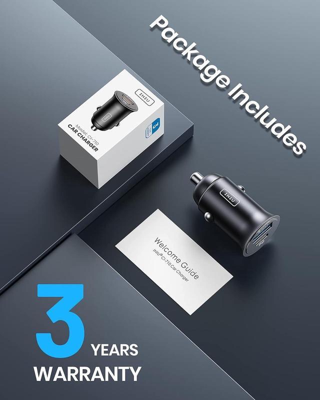 Alt view image 7 of 7 - Car Charger Dual Ports [USB C 30W+USB A 30W] 5A QC 3.0 PD Fast Charge Car Charger Adapter All-Metal Mini USB C Car Charger for iPhone 15 14 13 Pro Max iPad  S21 MacBook Airpods Tablets